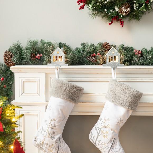 Glitzhome Glitzhome 2PK 6.00"H Galvanized House Stocking Holder