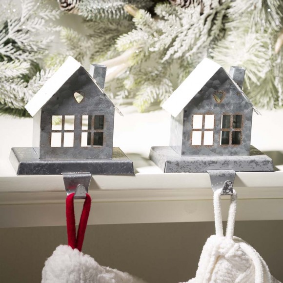 Glitzhome Glitzhome 2PK 6.00"H Galvanized House Stocking Holder