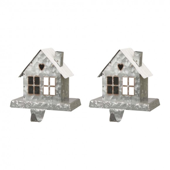 glitzhome Glitzhome 2PK 6.00"H Galvanized House Stocking Holder