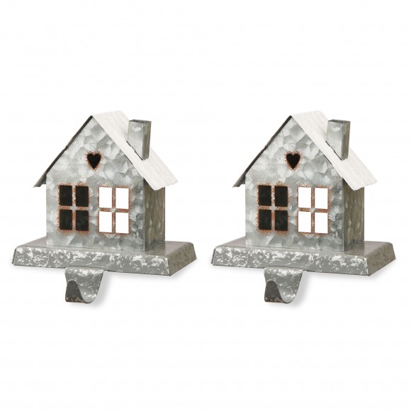 glitzhome Glitzhome 2PK 6.00"H Galvanized House Stocking Holder