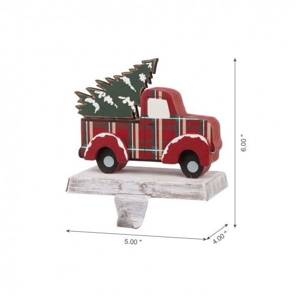 Glitzhome Glitzhome 2PK 6.12"H Wooden/Metal Red Truck Stocking Holder