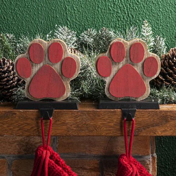 Glitzhome Glitzhome 2PK 6.30"H Wooden/Metal Paw Stocking Holder