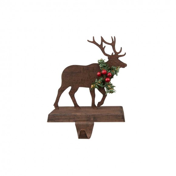 Glitzhome Glitzhome 2PK 6.50"H Wooden/Metal Reindeer Stocking Holder