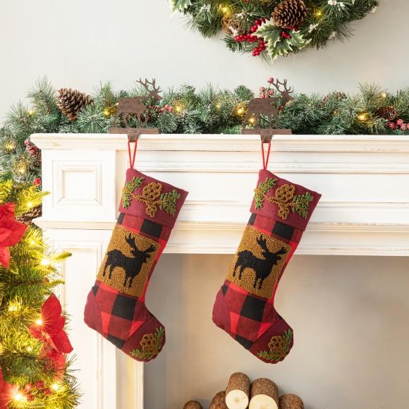 Glitzhome Glitzhome 2PK 6.50"H Wooden/Metal Reindeer Stocking Holder