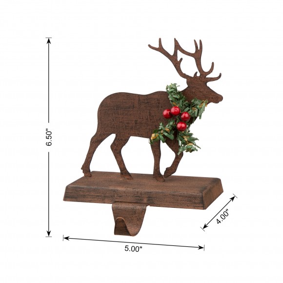 Glitzhome Glitzhome 2PK 6.50"H Wooden/Metal Reindeer Stocking Holder