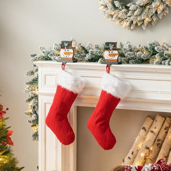 Glitzhome Glitzhome 2PK 6.50"H Wooden/Metal Snowman Head Stocking Holder