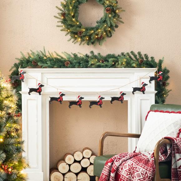 Glitzhome Glitzhome 2pk 6‘L Metal Christmas Dog Garland