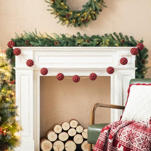 Glitzhome Glitzhome 2pk 6'L Red & Black Plaid Fabric Garland