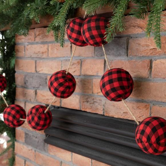 Glitzhome Glitzhome 2pk 6'L Red & Black Plaid Fabric Garland