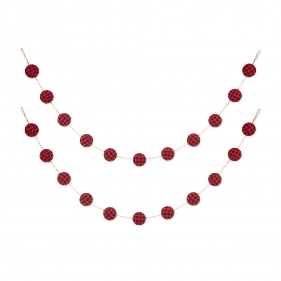 glitzhome Glitzhome 2pk 6'L Red & Black Plaid Fabric Garland