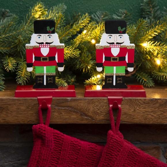 Glitzhome Glitzhome 2PK 7.00"H Wooden/Metal Nutcracker Stocking Holder