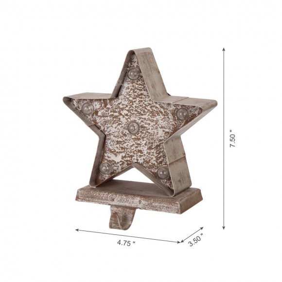 Glitzhome Glitzhome 2PK 7.50"H Marquee LED Wooden/Metal Star Stocking Holder