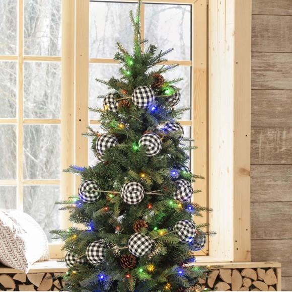 Glitzhome Glitzhome 2pk 72"L Black & White Plaid Fabric Garland