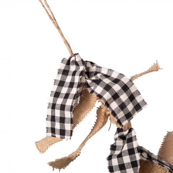 Glitzhome Glitzhome 2pk 72"L Black & White Plaid Fabric/Linen Garland