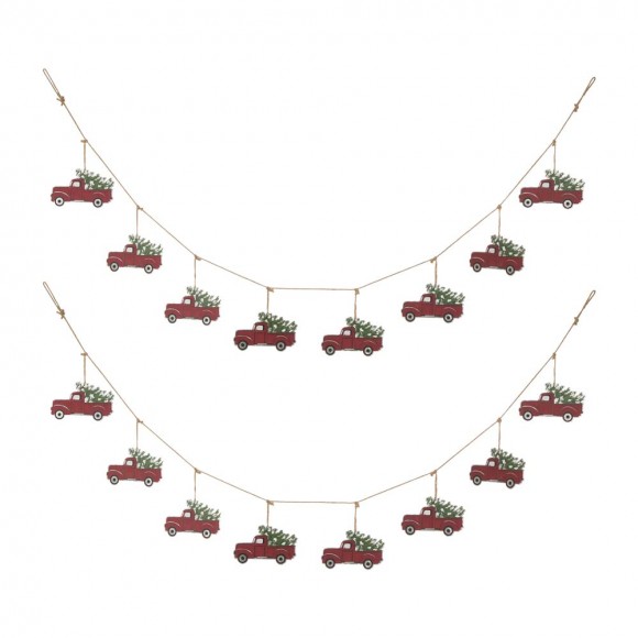 glitzhome Glitzhome 2pk 72"L Metal Red Truck Garland