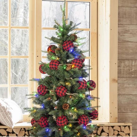 Glitzhome Glitzhome 2pk 72"L Red & Black Plaid Fabric Garland