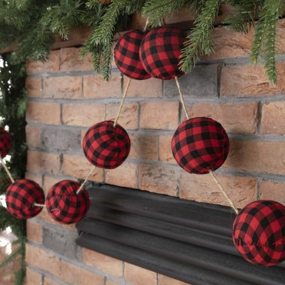Glitzhome Glitzhome 2pk 72"L Red & Black Plaid Fabric Garland