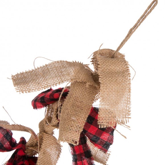 Glitzhome Glitzhome 2pk 72"L Red & Black Plaid Fabric/Linen Garland