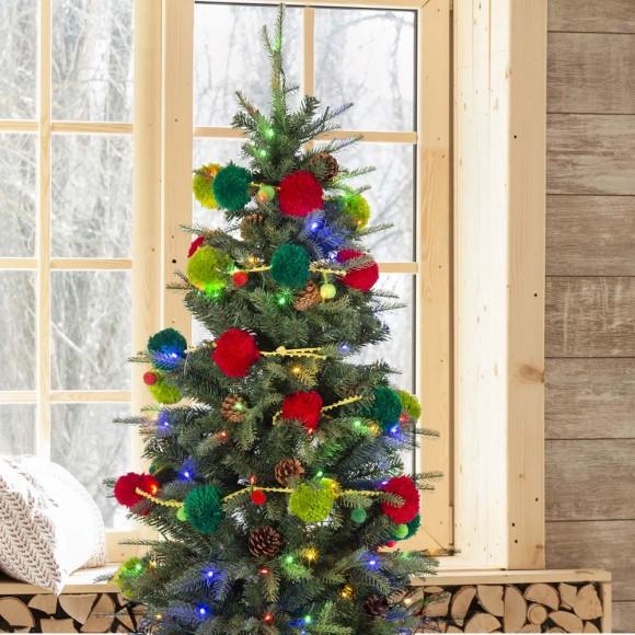 Glitzhome Glitzhome 2pk 96"L Multi Color Pompom Garland