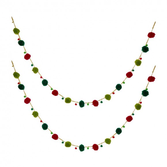 glitzhome Glitzhome 2pk 96"L Multi Color Pompom Garland