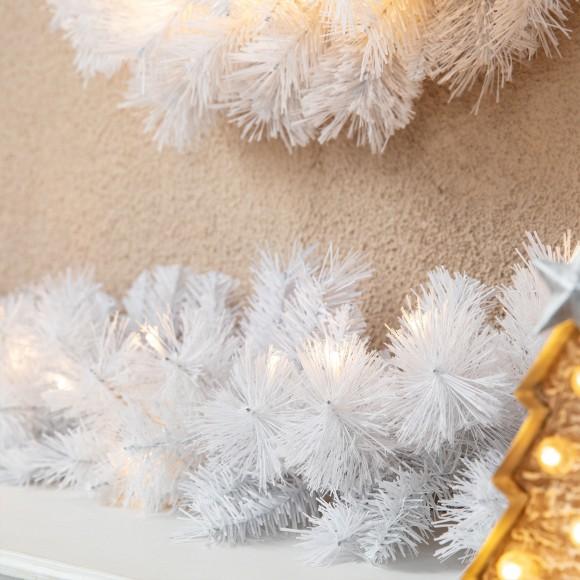 Glitzhome Glitzhome 2PK 9ft Pre-Lit White Pine Christmas Garland With 50 Warm White LED Lights And Timer