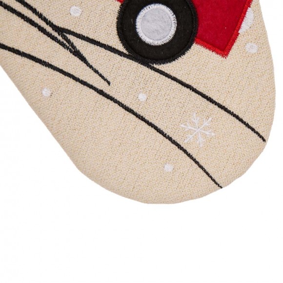 Glitzhome Glitzhome 2pk Embroidered Linen Red Truck Christmas Stockings And 1 Tree Skirt Set Of 3