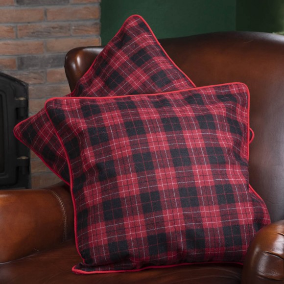 Glitzhome Glitzhome 2PK Farmhouse Red & Black Plaid Pillow Cover