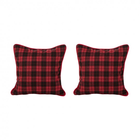 glitzhome Glitzhome 2PK Farmhouse Red & Black Plaid Pillow Cover