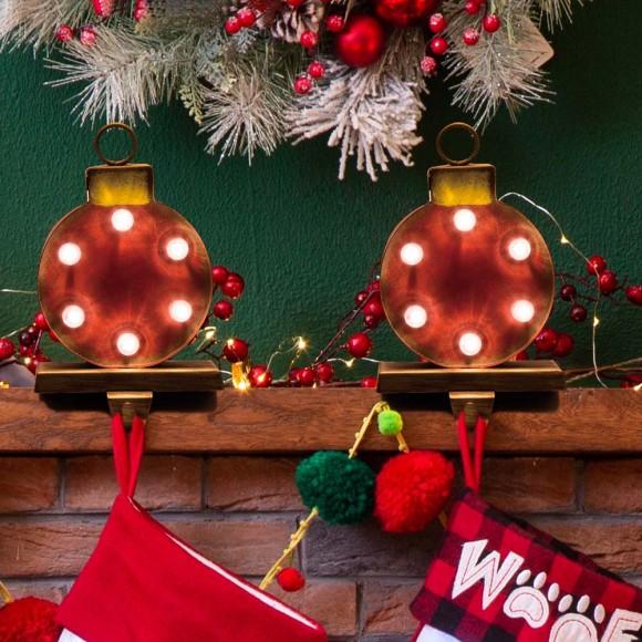 Glitzhome Glitzhome 2PK Marquee LED Ornament Stocking Holder