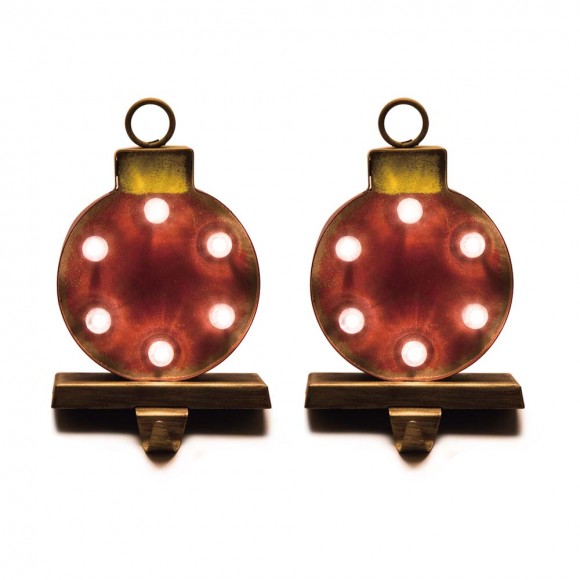 glitzhome Glitzhome 2PK Marquee LED Ornament Stocking Holder
