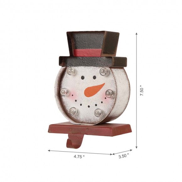 Glitzhome Glitzhome 2PK Marquee LED Snowman Head Stocking Holder