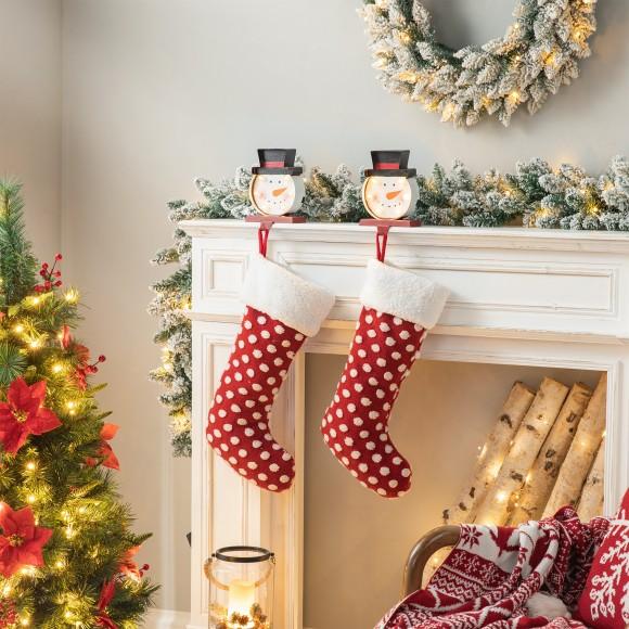 Glitzhome Glitzhome 2PK Marquee LED Snowman Head Stocking Holder