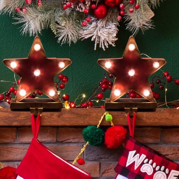 Glitzhome Glitzhome 2PK Marquee LED Star Stocking Holder