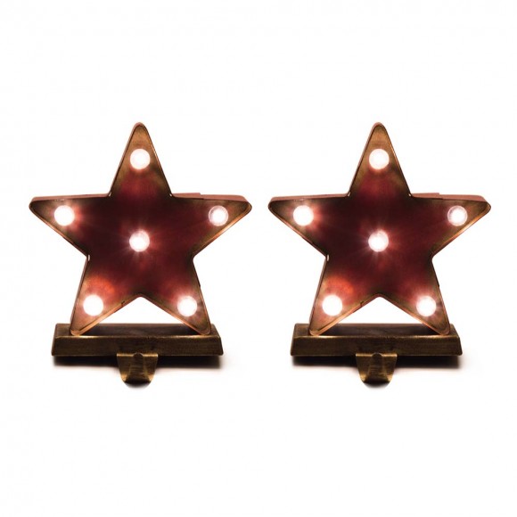 glitzhome Glitzhome 2PK Marquee LED Star Stocking Holder