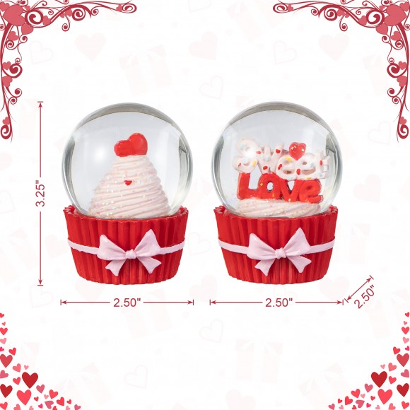 Glitzhome Glitzhome 3.25“H S/2 65MM Valentine's Resin Cupcakes Waterglobes
