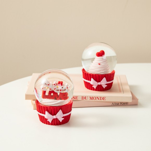 Glitzhome Glitzhome 3.25“H S/2 65MM Valentine's Resin Cupcakes Waterglobes