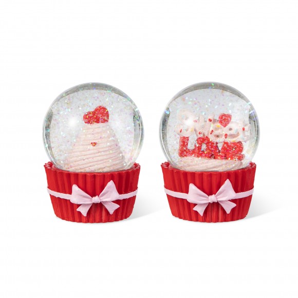 glitzhome Glitzhome 3.25“H S/2 65MM Valentine's Resin Cupcakes Waterglobes