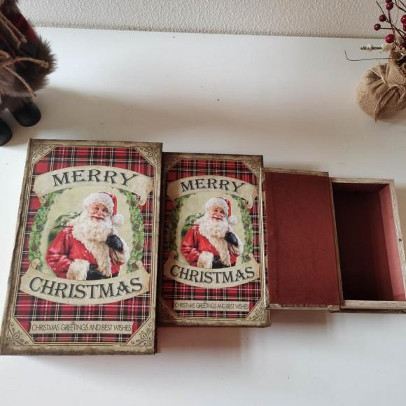Glitzhome Glitzhome 3 Piece Decorative Vintage Book Shaped Christmas Storage Book Box Set