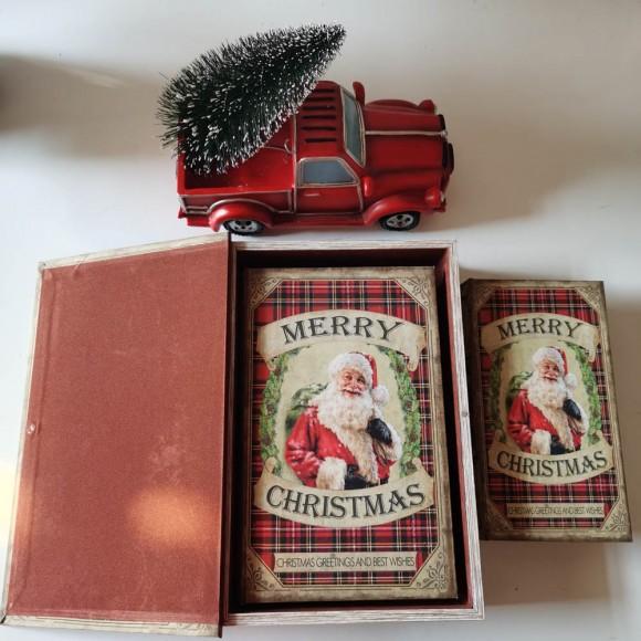 Glitzhome Glitzhome 3 Piece Decorative Vintage Book Shaped Christmas Storage Book Box Set