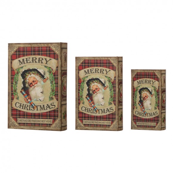 Glitzhome Glitzhome 3 Piece Decorative Vintage Book Shaped Christmas Storage Book Box Set