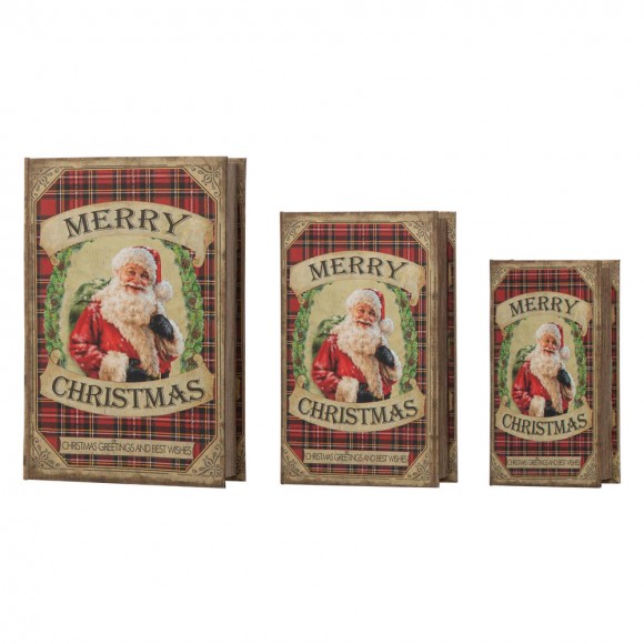 glitzhome Glitzhome 3 Piece Decorative Vintage Book Shaped Christmas Storage Book Box Set
