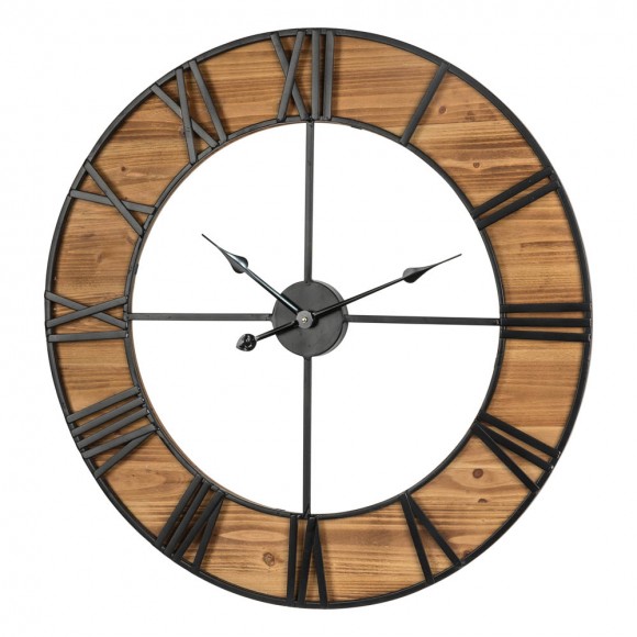 Glitzhome Glitzhome 30.00"D Oversized Farmhouse Wooden & Metal Center Cutout Design Wall Clock