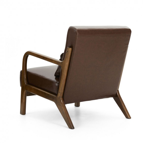 Glitzhome Glitzhome 30.00"H Mid-century Modern Coffee Leatherette Accent Armchair With Walnut Rubberwood Frame