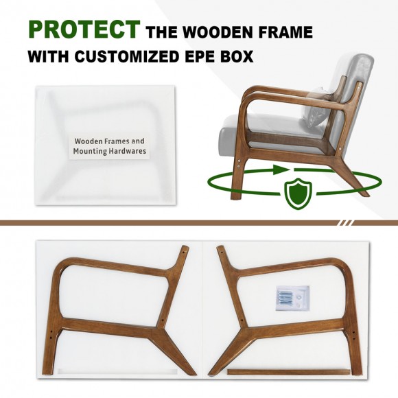 Glitzhome Glitzhome 30.00"H Mid-century Modern Coffee Leatherette Accent Armchair With Walnut Rubberwood Frame Set Of 2