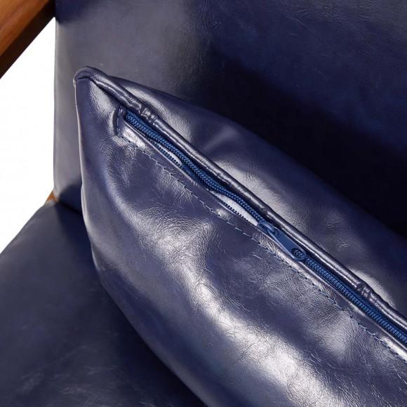 Glitzhome Glitzhome 30.00"H Mid-century Modern Navy Blue Leatherette Accent Armchair With Walnut Rubberwood Frame Set Of 2
