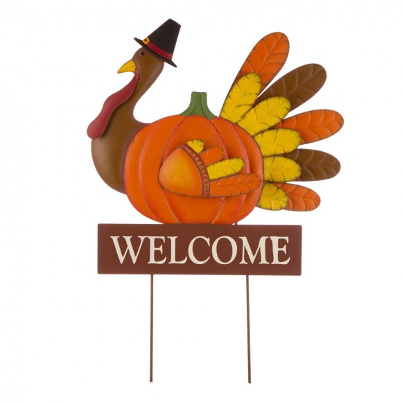 glitzhome Glitzhome 30.00"H Thanksgiving Metal Turkey Yard Stake/Hanging Wall Decor (Two Function)