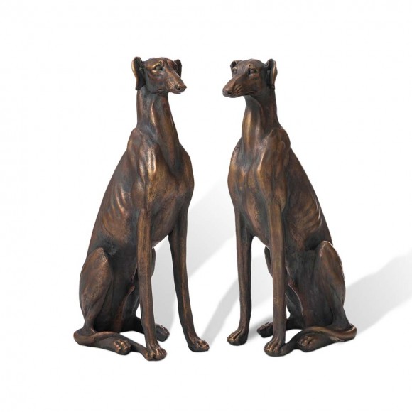 Glitzhome Glitzhome 30.25"H MGO Sitting Greyhound Dog Statue Set Of 2