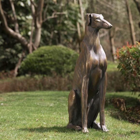 Glitzhome Glitzhome 30.25"H MGO Sitting Greyhound Dog Statue