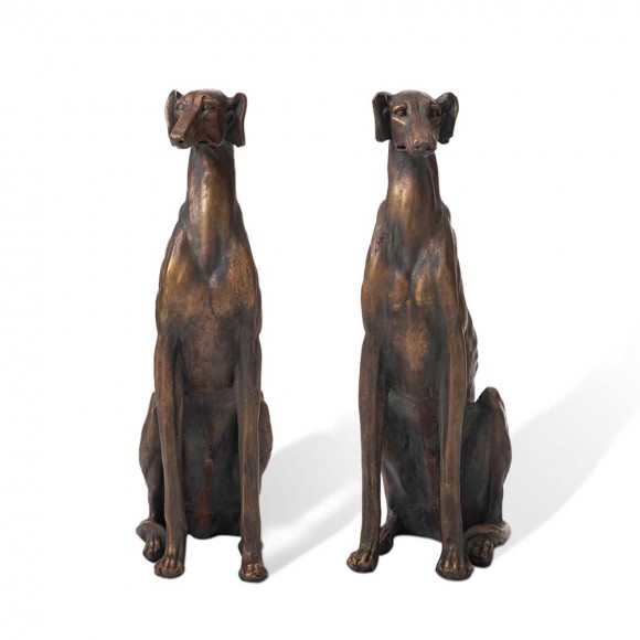 glitzhome Glitzhome 30.25"H MGO Sitting Greyhound Dog Statue Set of 2