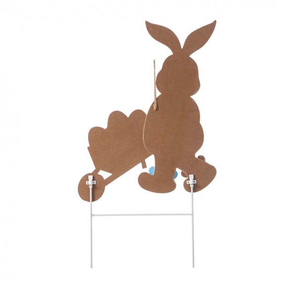 Glitzhome Glitzhome 30.5"H Easter Wooden Bunny Cart Yard Stake Or Wall Decor (Two Functions)